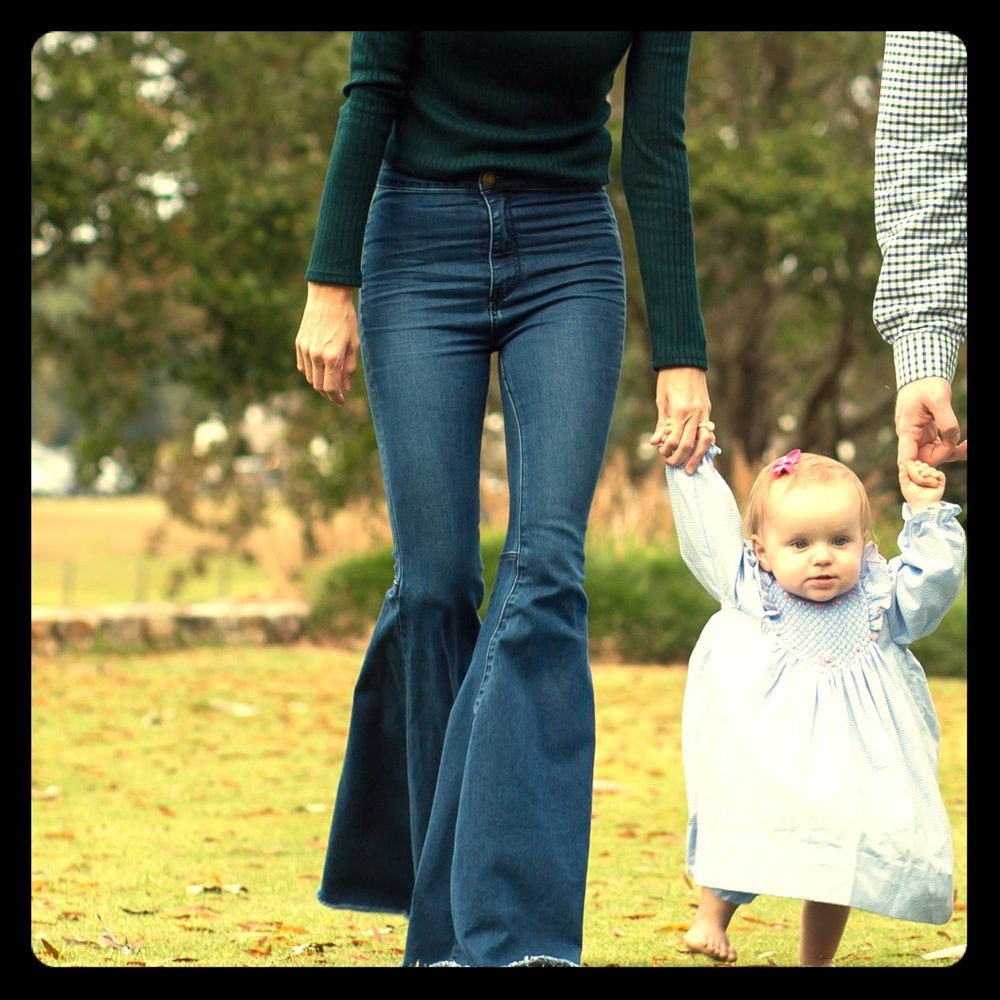 Free People High-Waisted Denim Bellbottoms Size 24